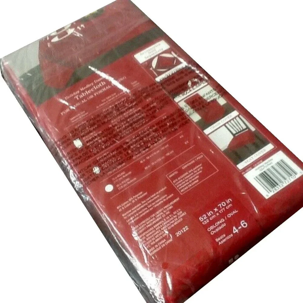 new Holiday Medley RED Damask Fabric 52x70 inch OVAL Tablecloth (Seats 4 to 6)